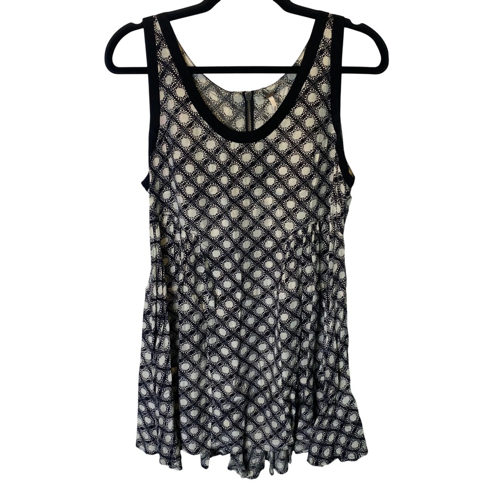 Free People Mini Dress Womens Small Black White Sunburst Boho Festival Sundress - Picture 1 of 8